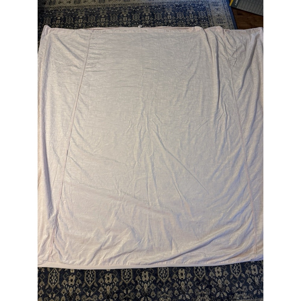 Pottery Barn Teen Full Queen Blush Pink Velour Feel Material Duvet Cover